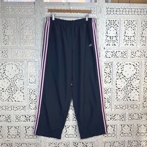 Adidas Gray & Pink Workout Athletic Track Pants Stripe Logo Elastic Workout XL